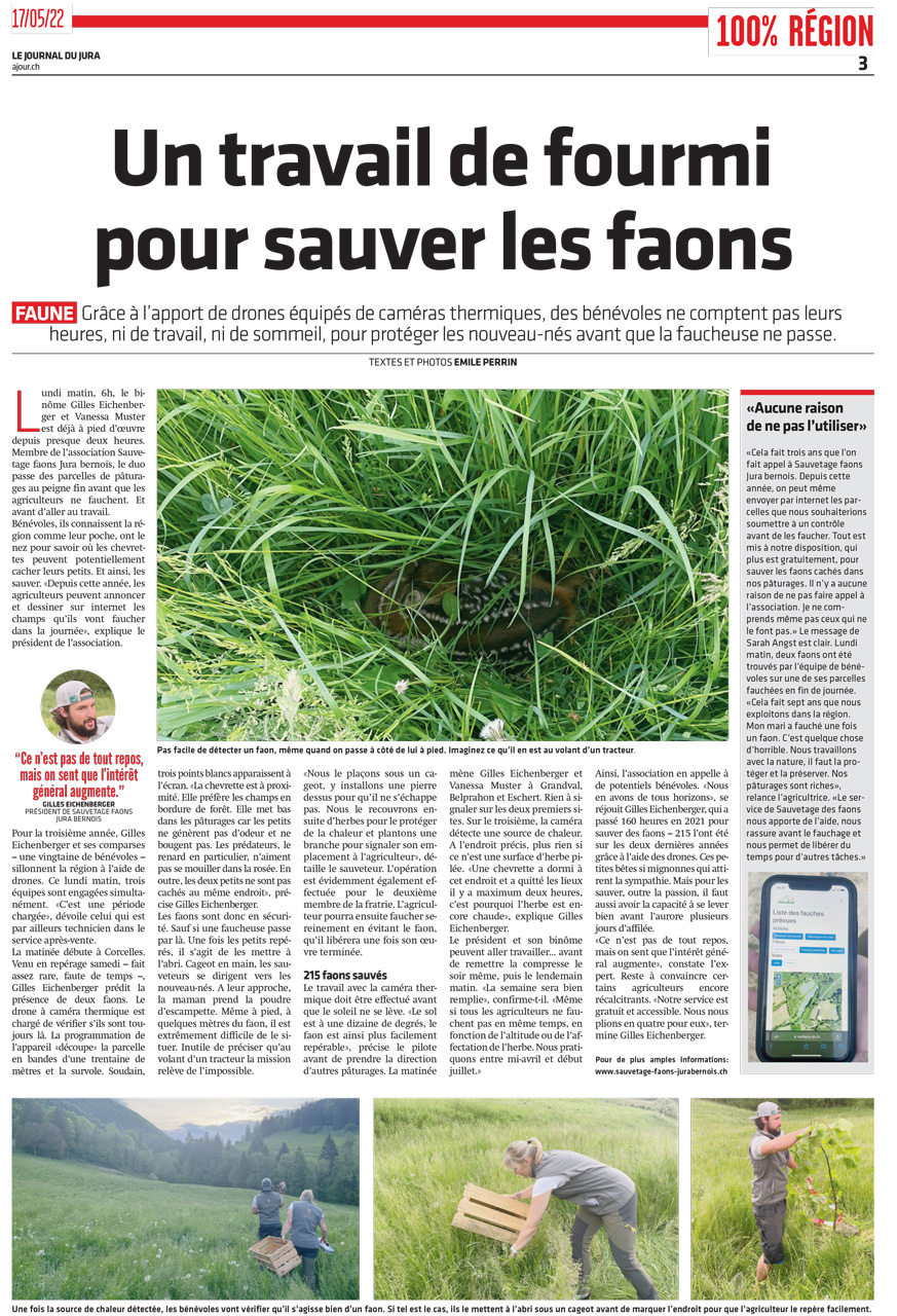 Article Journal du Jura mai 2022